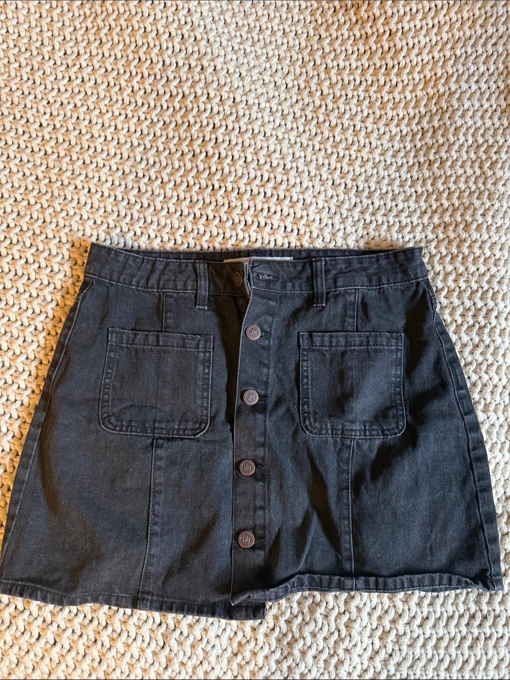 Lily Black Button-Front Mini Skirt